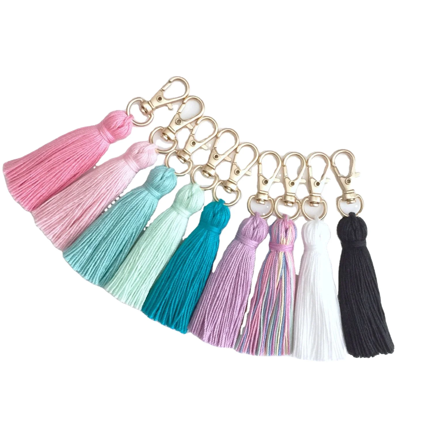 High Quality Macrame Keyholders Boho Accessorized Metal Keychains in Multiple Colors