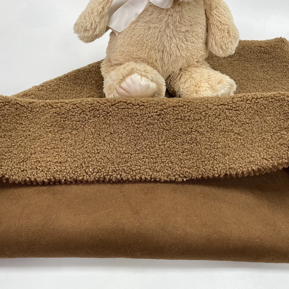 Custom polyester suede fabric high quality suede bonded faux fur fabric