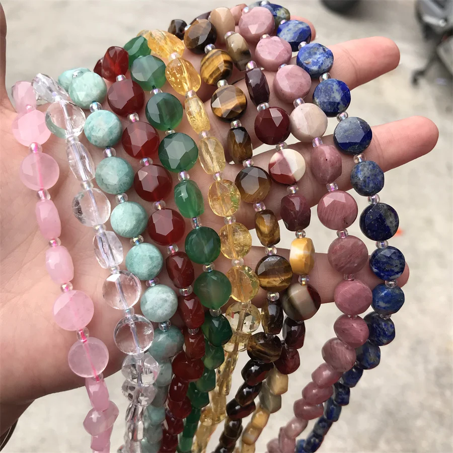 Wholesale Natural Stone 10*10*5mm Circle Faceted Beads Square Gemstone Loose for Jewelry Making