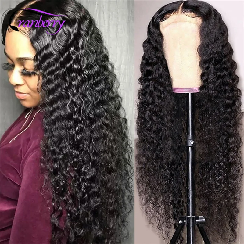 Aligned cuticle raw virgin cheap indian deep wave 360 hd transparent kinky 200 density dark root full lace human hair wig