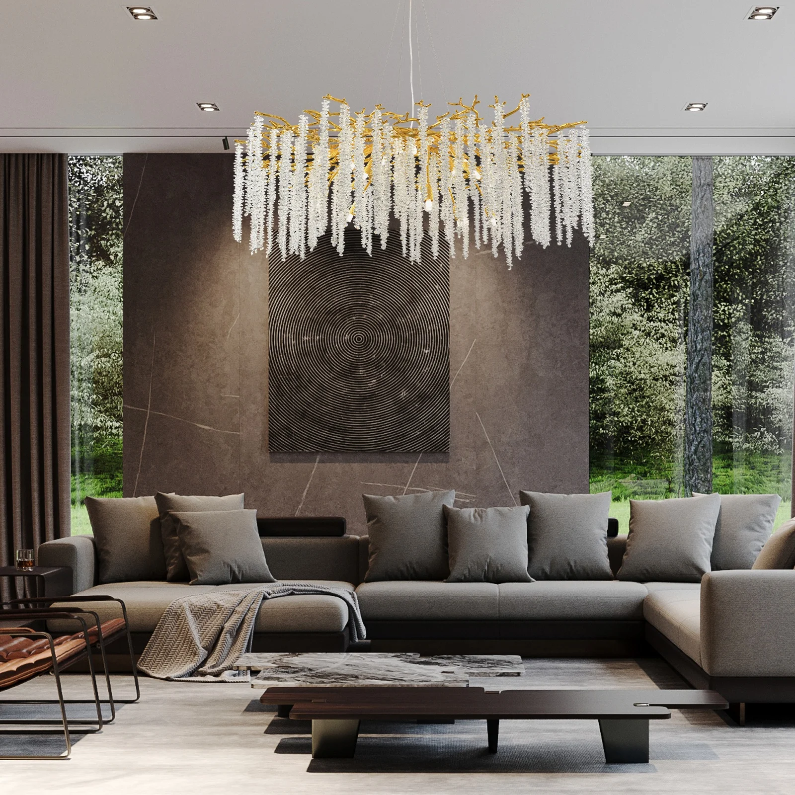 Detachable low shipping die-casting aluminum branch chandelier for indoor living room dining room island chandelier crystal