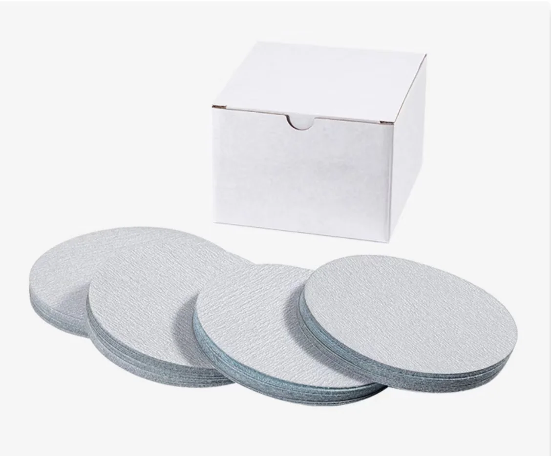 4 Inch no-hole White Flocking Round Sandpaper Aluminum Oxide Sanding paper Disc for Polishing
