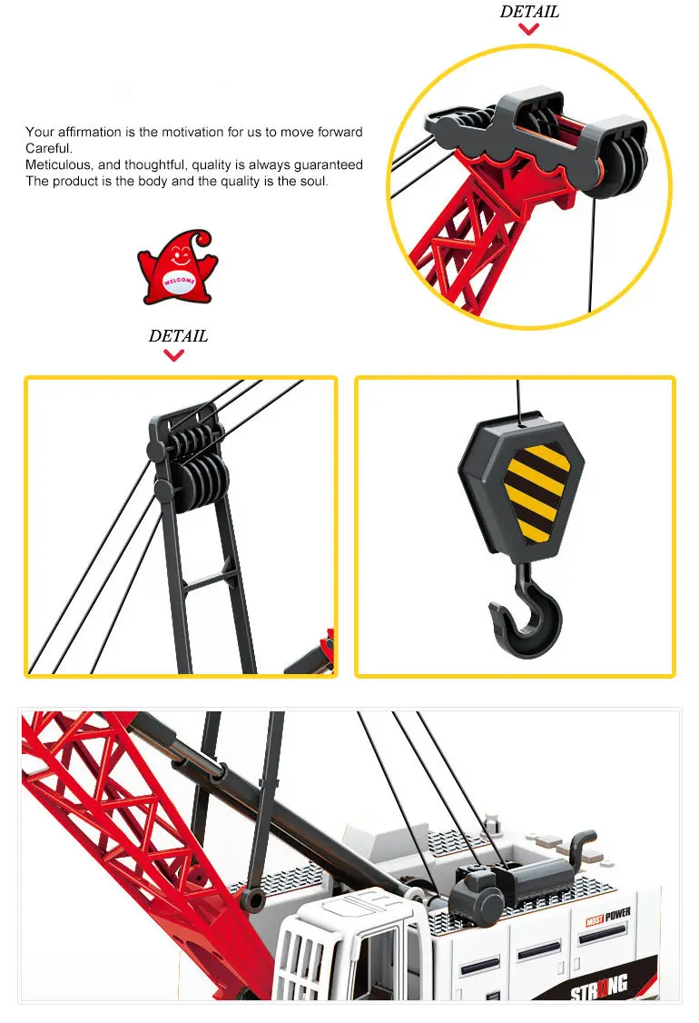 Light sound plastic Simulation Model engineering truck toy Sliding engineering large mobile crane toys