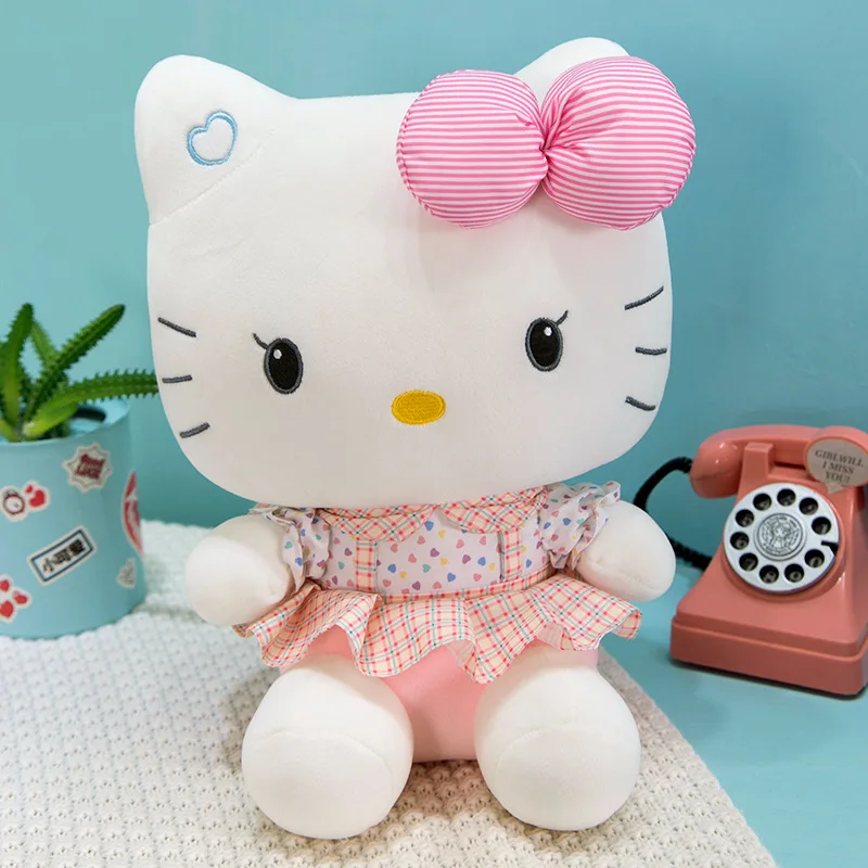 Manufacturers Wholesale 35/45/55/75Cm Pink Skirt Kitty Plush Toy Kt Cat Doll Throw Pillow Birthday Gift For Girls