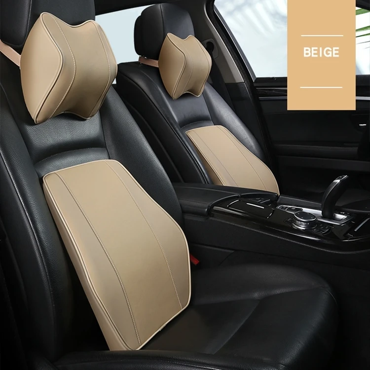 Поддерживающая Подушка для спины автомобильного сиденья, подушка для шеи, подушка с эффектом памяти, хлопковая, волокнистая, кожаная, поддержка поясницы, автомобильная дорожная подушка, поясная подушка для автомобиля