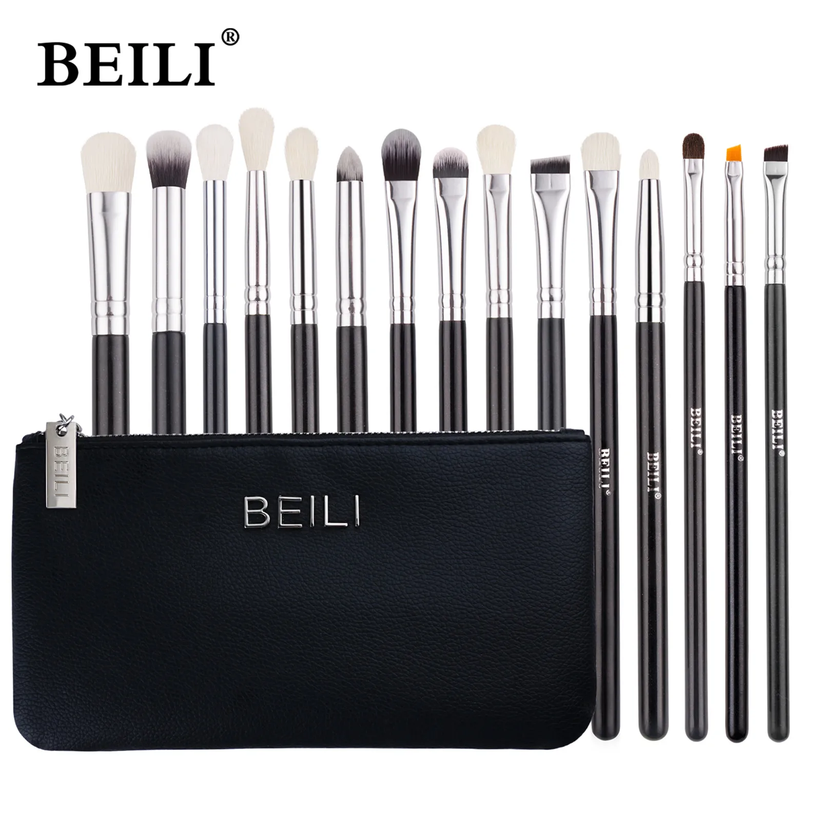 BEILI Eye Makeup Brush Set 15pcs Eyeshadow Brushes Soft Natural Hair Eye Shadows Concealer Eyebrow Eyeliner Brush LOW MOQ