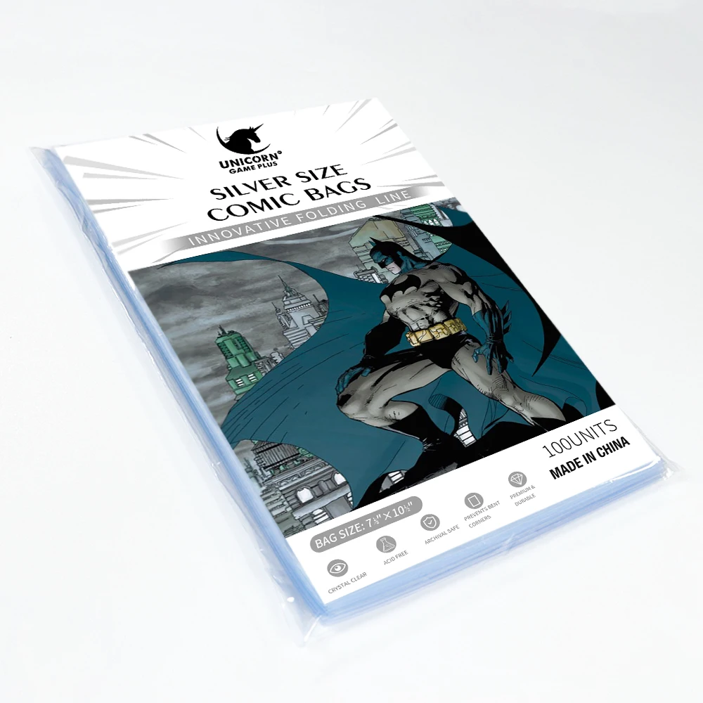 UNICORN GAME PLUS 100 Counts Pack Silver Size Resealable Comic Book Bags