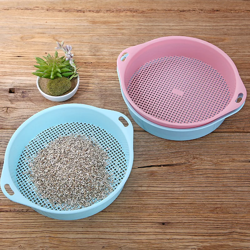 Plastic Mesh Screen Sifting Pan Garden Potting Sieve Plastic Riddle Soil Sieve