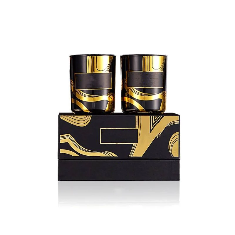 Luxury Handmade 2 Pack Christmas Candle Vessels Novelty Aromatherapy Candles With Lid