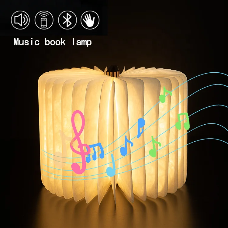 
Speaker LED book lamp music USB night light custom subwoofer manufacturer loudspeaker music book lamp Christmas present 