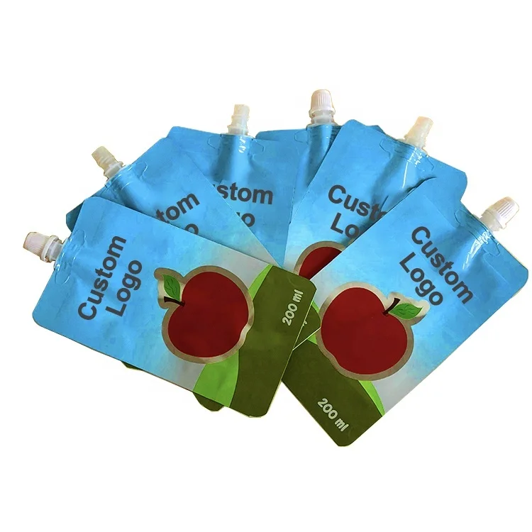 2023 Custom logo Printing Liquid Packaging Stand Up Drink Pouch with Spout Refill Squeeze Baby Food Juice Spout Pouch Bag