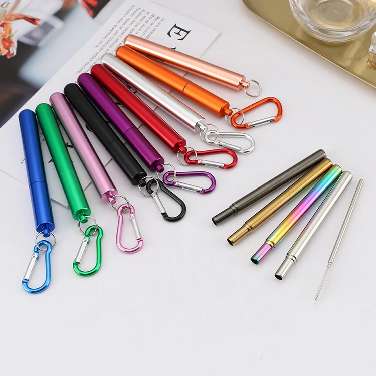 304 stainless steel straws metal telescopic straws amazon hot style telescopic straws aluminum box packaging