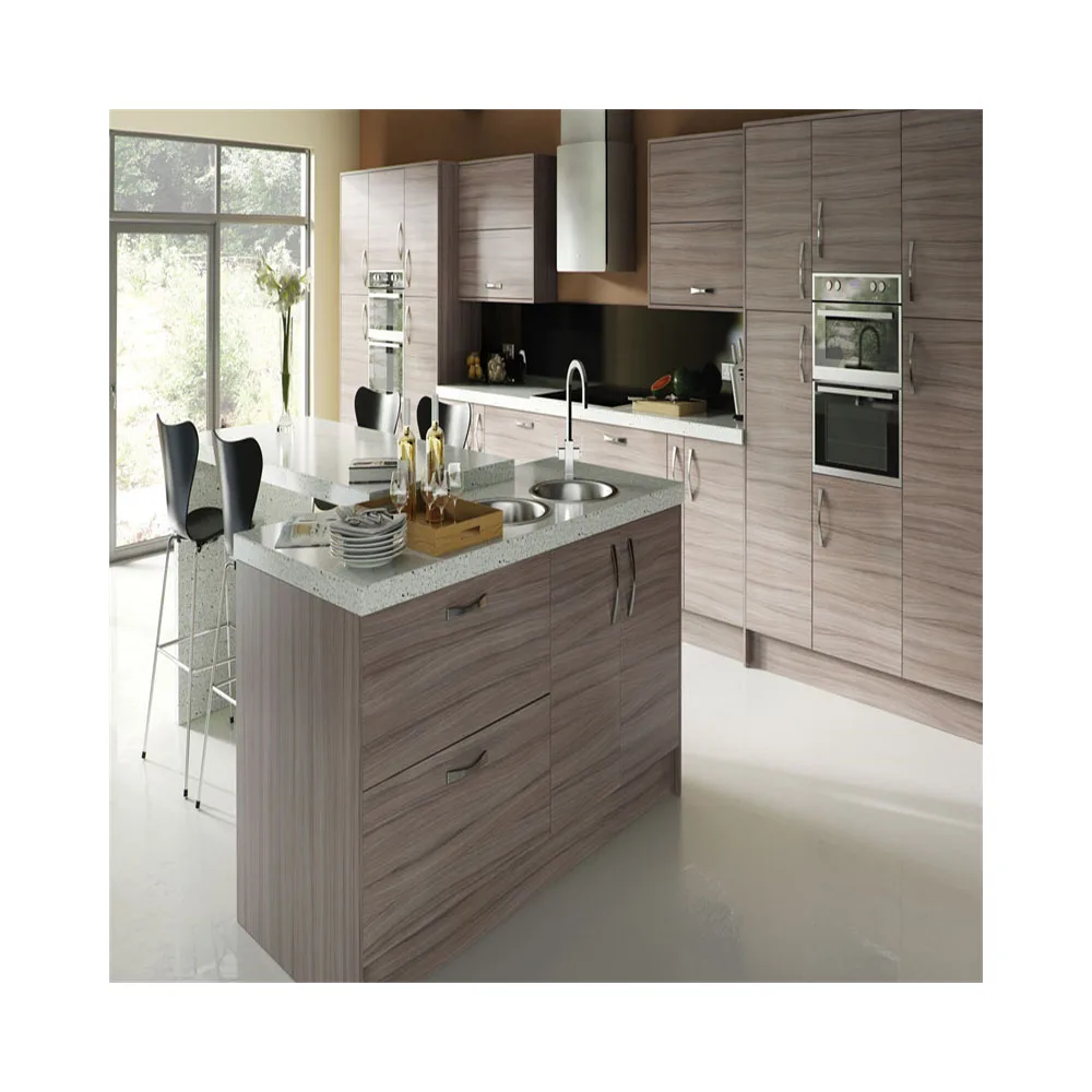 Kitchen Cabinet Solid Teak Wood Doors UV Melamine MDF Kitchen Cabinet Solid Alder Wood Modern Style Kitchen Cabinets
