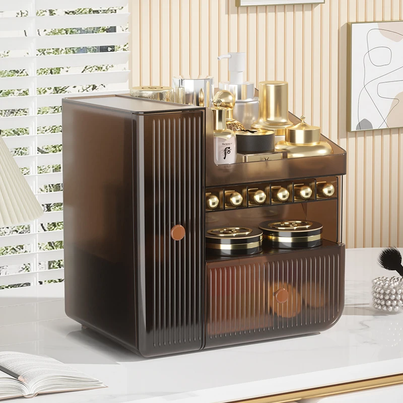 Makeup Organizer Storage Cosmetic Display Case With 2 Clear Drawers Skincare Organizer for Vanity Lipsticks