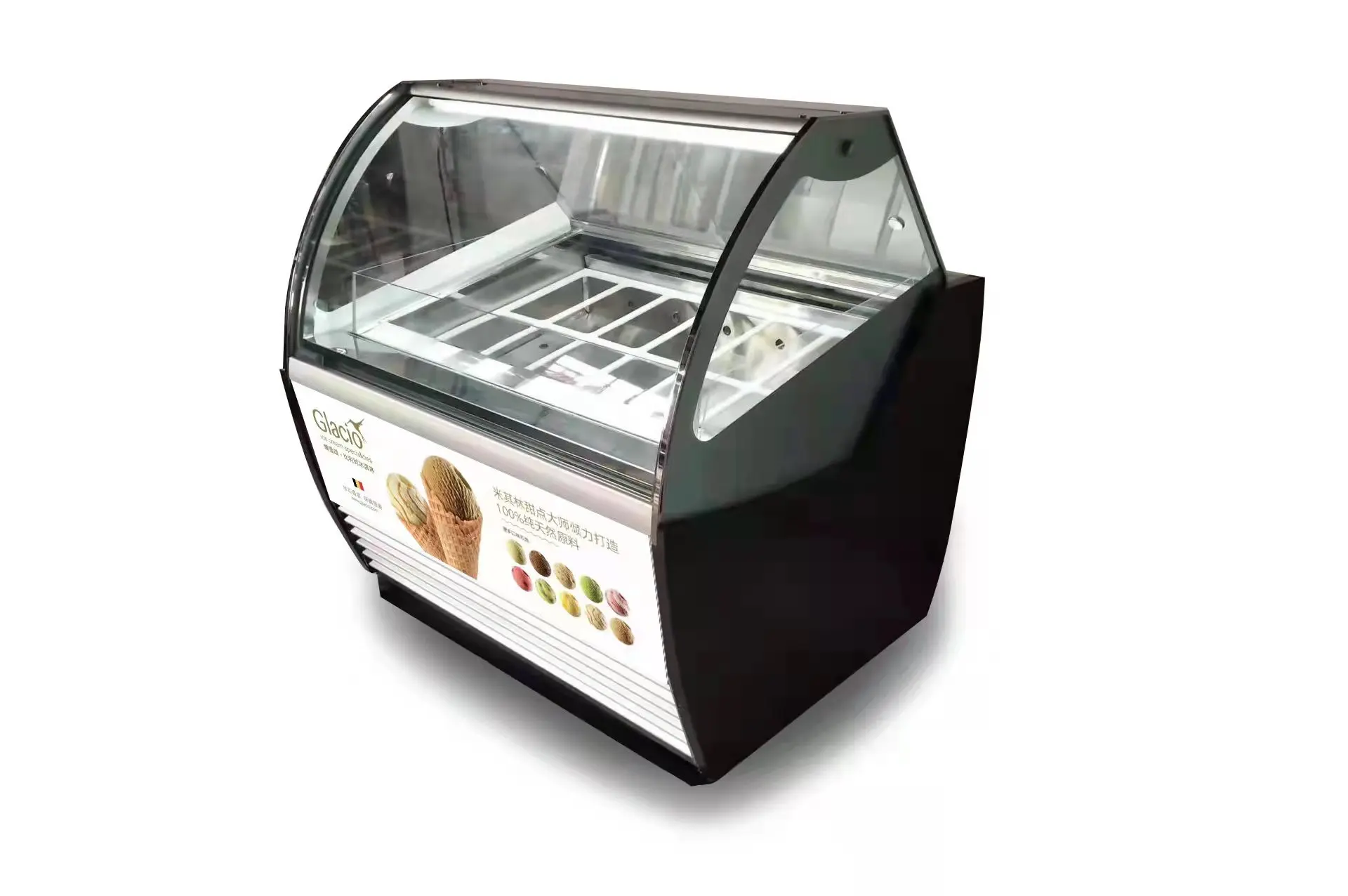 Ice Cream Showcase Gelato Display Freezer 8 Pans Gelato Ice Cream Display Cabinet Showcase Freezer