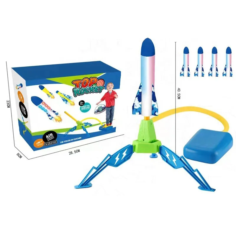 Hot Selling EVA Foam Rocket Launcher For Kids Rocket Launch Toys For Child Pedal Model Rocket Launching With Light