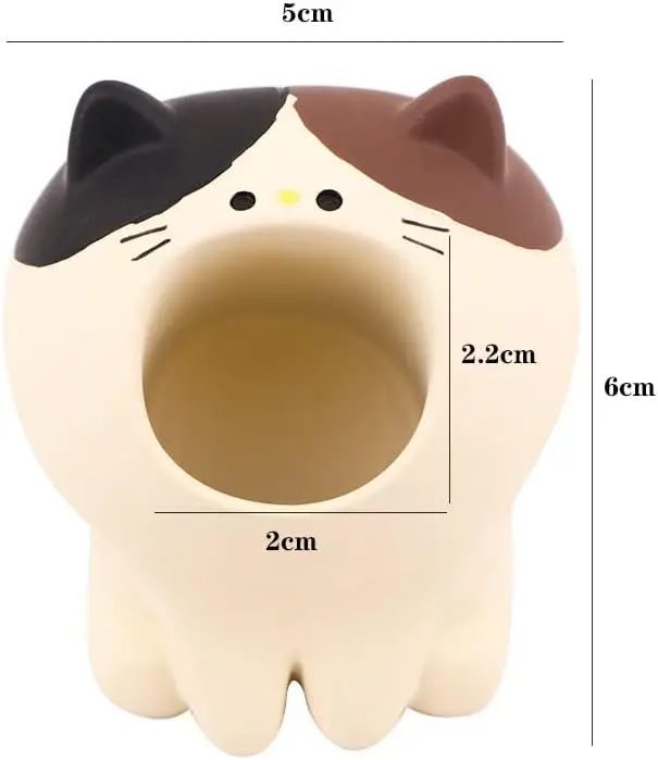 Cute Resin Cat Pen Holders Handmade Polyresin Animal Pencil Stands for Desktop