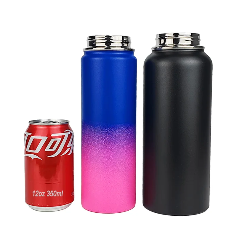 BPA Free Gym motivational Wide Mouth Thermos Sports Insulated Vacuum Flasks Stainless Steel Water Bottles with Straw Handle