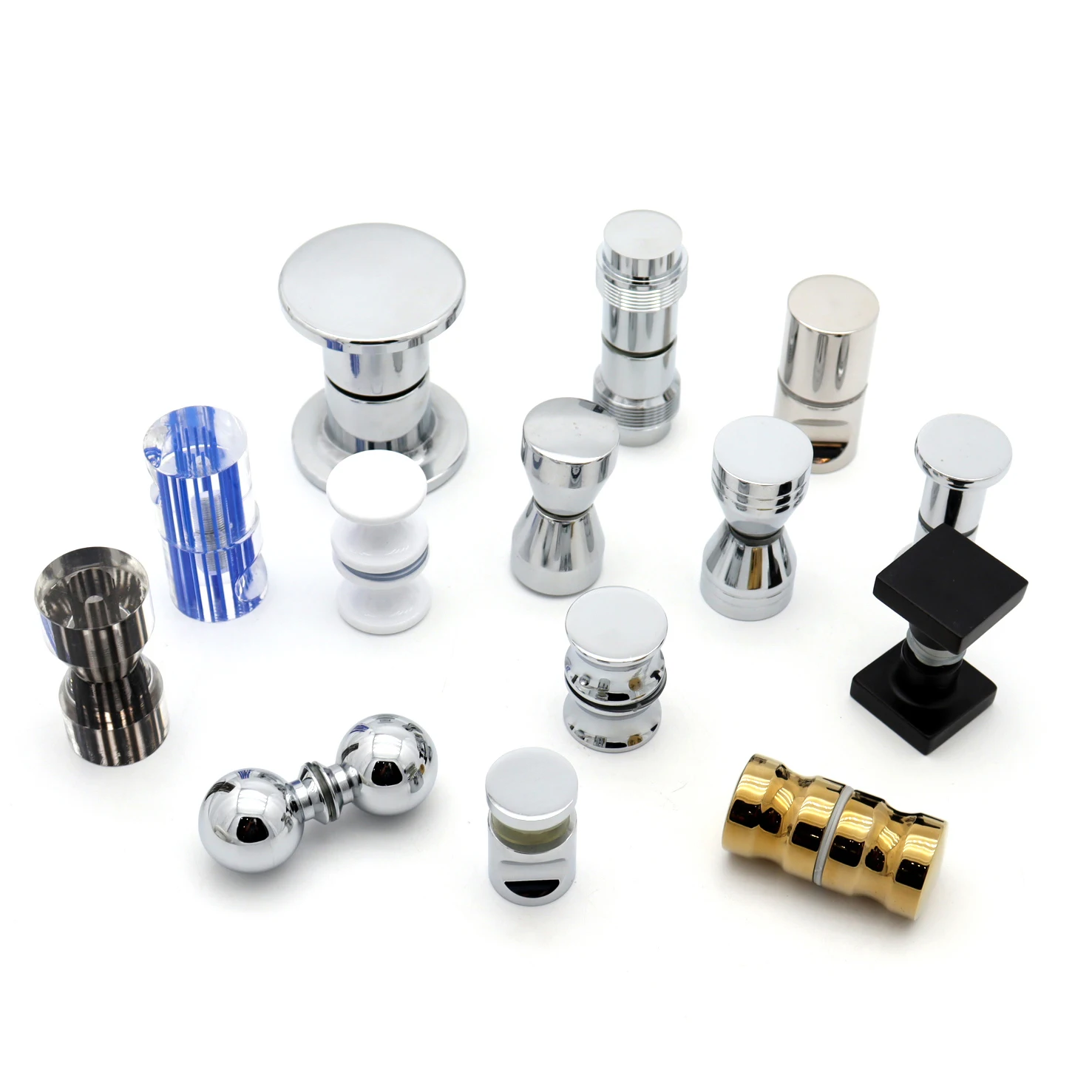 European Single Hole Copper Zinc Door Handle Stainless Steel Glass Shower Door Pull Knob