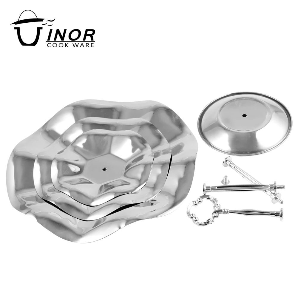 luxury wedding cake display plate stainless steel dessert tray for wholesale