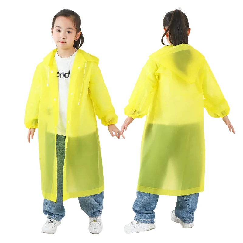 Kids Eva Thick Rain Coat Universal Rain Jacket Waterproof Pure Color Children Raincoat
