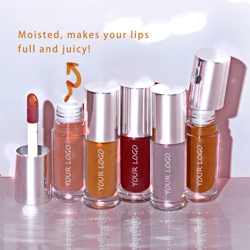 Your Logo Slicks Lip Gloss Long Lasting Hyaluronic Acid High Shine Lip Gloss Sheer Milky Vitamins a Vegan Cruelty-Free Lip Oil