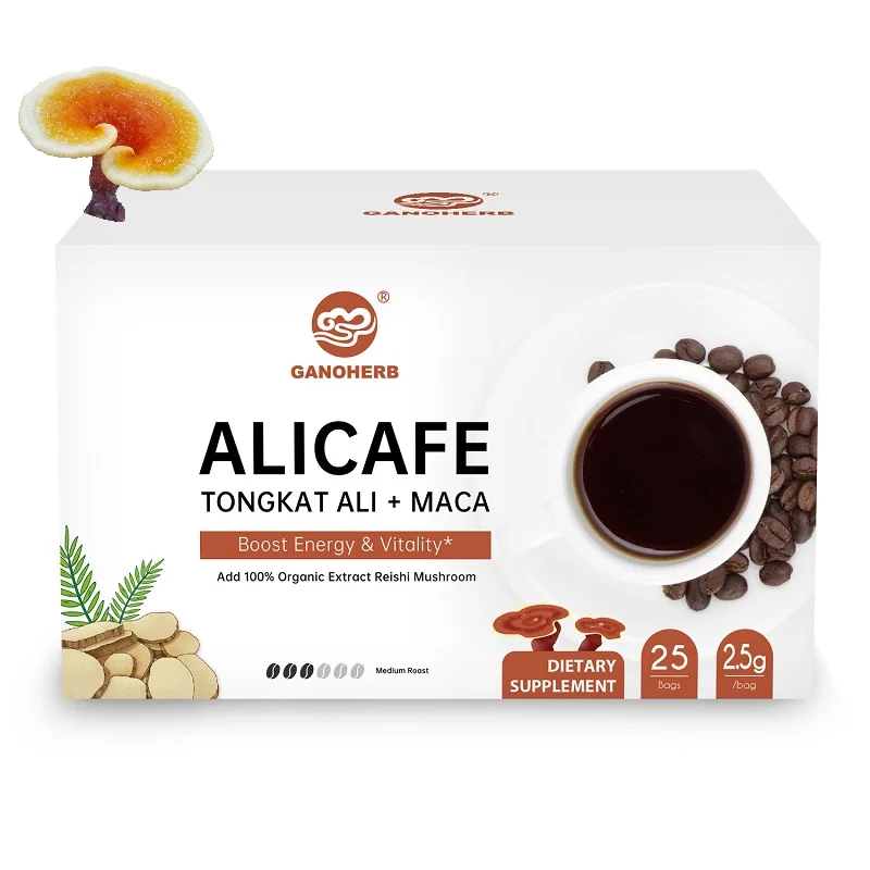 Strong Man Power Ginseng Tongkat Ali Herb Instant Energy Drink Black Maca Coffee Ganoderma Coffee Instant Coffee