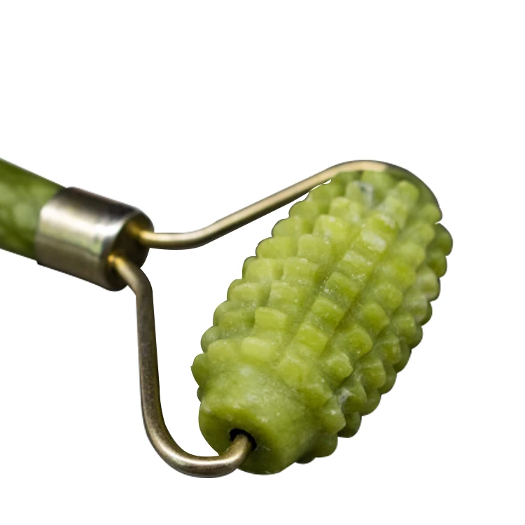 100% Natural Xiuyan Jade Stone Facial Fitness Beauty Jaderoller Spiked Head Faceroller