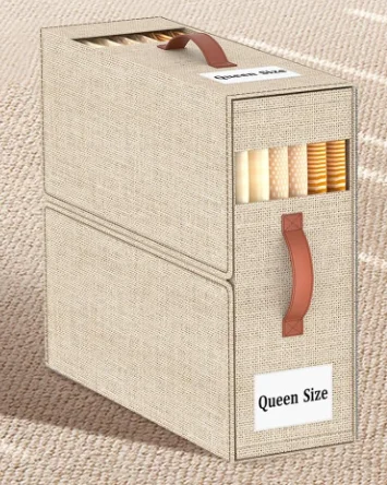 4 Pack Bed Sheet Organizer  Foldable  Organizer Linen Storage Box for  with 2Windows (Queen & King Size) linen Sheets Organizer