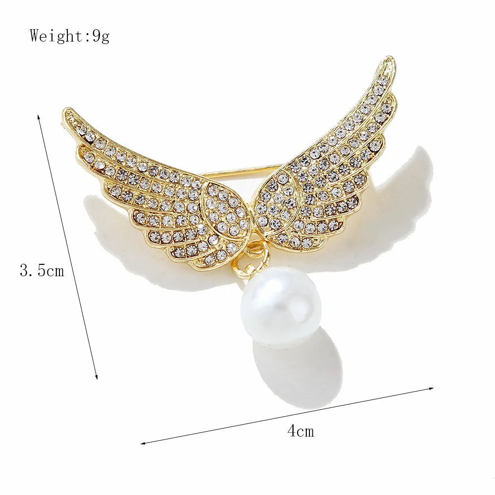 Stylish Glitter Angel Wings of Love Brooch Pins Fashion Micro Pave Zirconia Brooches for Unisex Jewelry