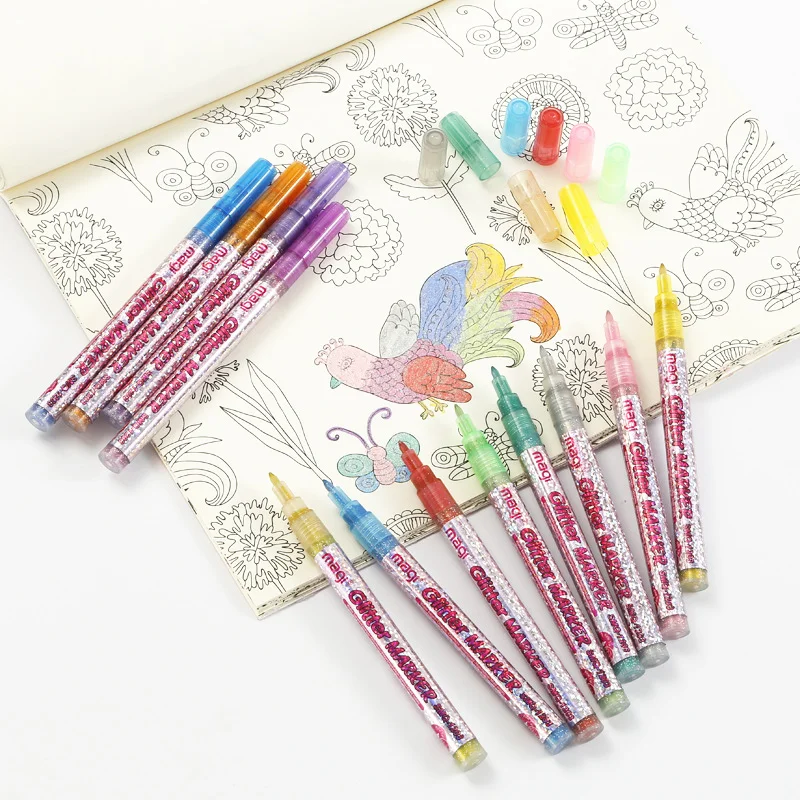 ANI 8/12 colors Glitter Pens Eco friendly graffiti markers DIY Craft Acrylic paint set For Drawing