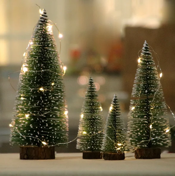 1pcs 10cm to 40cm Mini Christmas Tree Green Small Pine Tree Sisal Placed in the Desktop New Year Xmas Party Ornaments Navidad