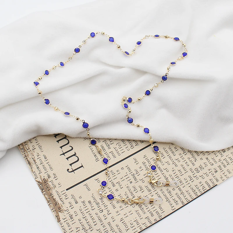 Cross Border Coloful Rhinestones Glasses Chain Matel Face Masking Chian Headphone Chain Anti-lost glasses rope