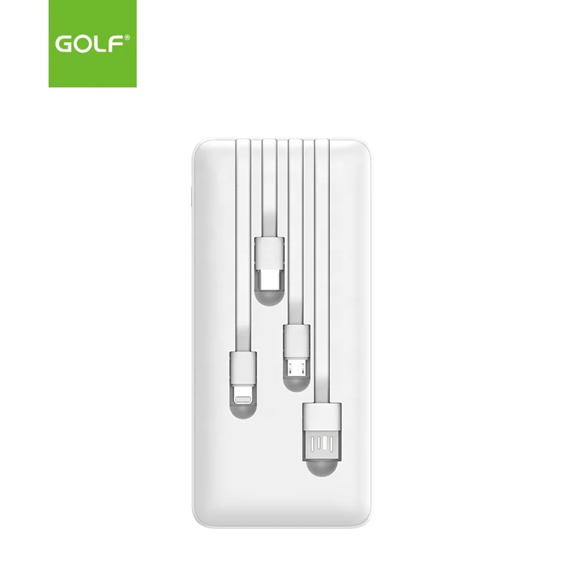 High Quality Mini Portable Li Polymer Battery Cellphone Case 4 in 1 Cables Slim Wholesale Power Bank 10000mAh With Cable