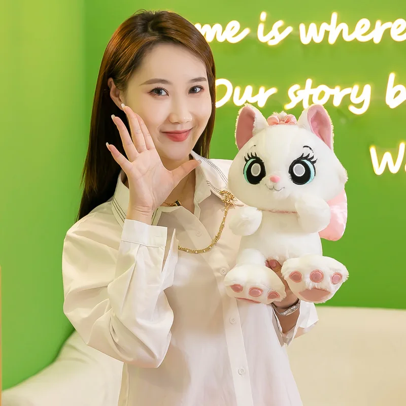 Cute Mary Cat Plush Toy Unisex Super Soft Comforter Pillow Bear Type with PP Cotton Filling Washed Technics Birthday Gift Kids