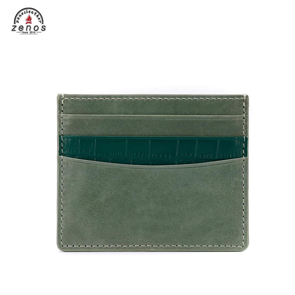 
 Zenos оптовая цена Новые поступления тиснение под крокодила микс Crazy Horse держатель для карт из натуральной кожи унисекс среднего размера  
