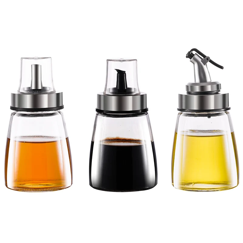 Drip Free Design Glass bottle Cooking Oil Sauce Soy Vinegar Cruet for Kitchen BBQ Olive Oil Dispenser Bottle