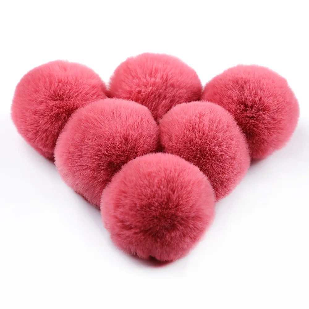 high quality 6cm size rabbit fur pompom shoes booties slippers use light pink faux fur ball pom pom