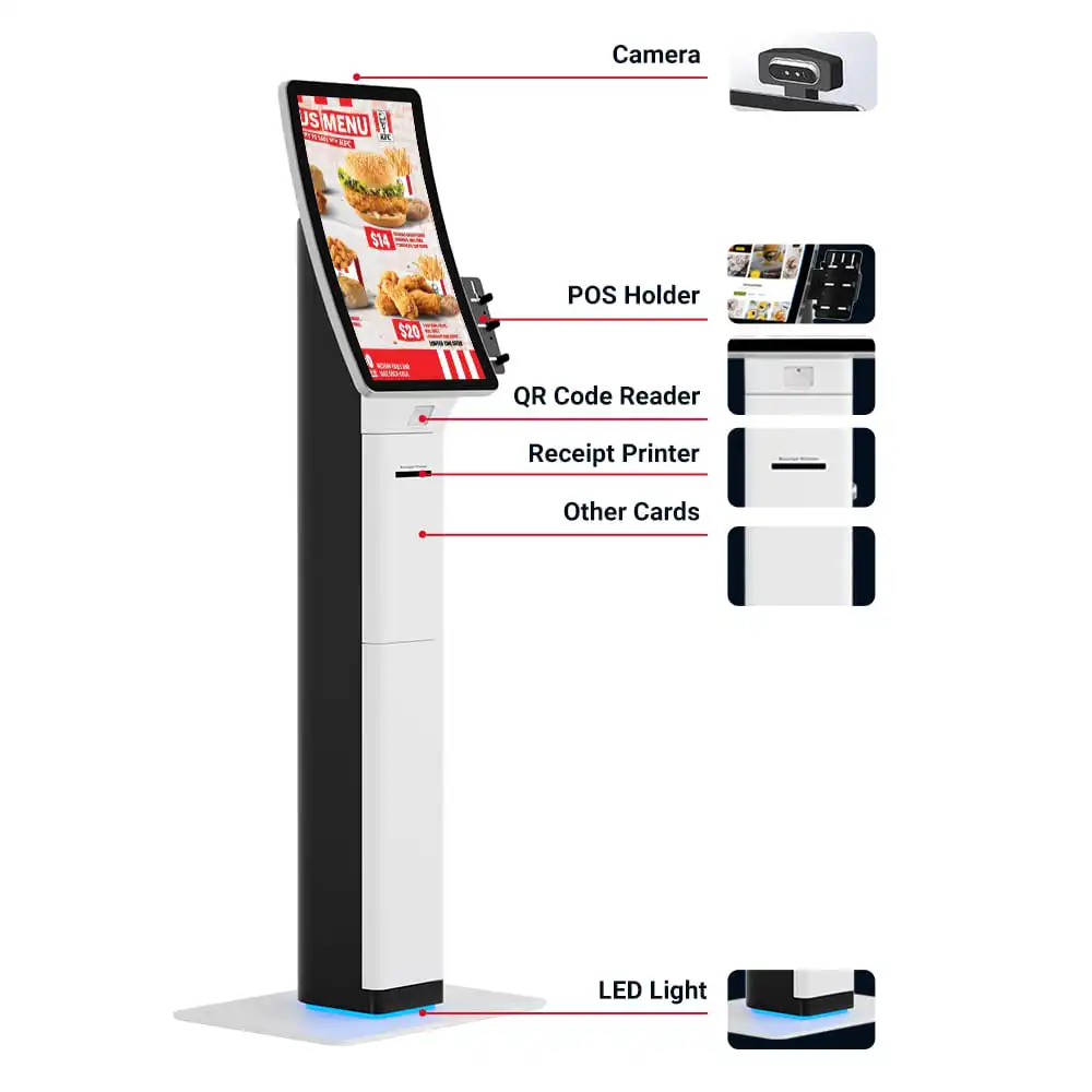 23.6 inch android payment kiosk design ideas with nfc curved touch screen thermal printer kiosk self-service kiosk
