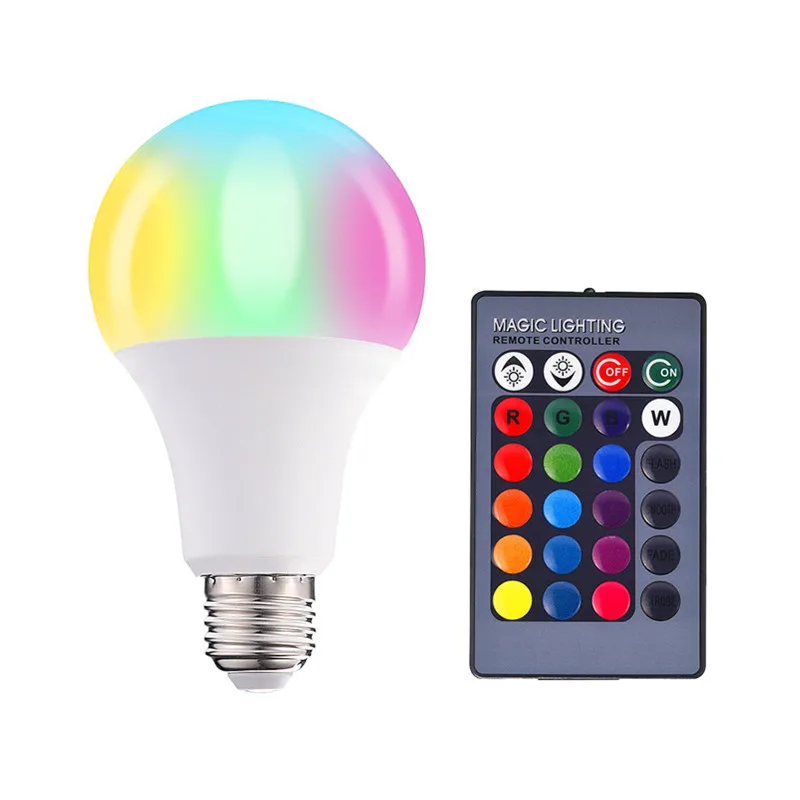 Remote Control Bulb RGB Bulb Lamp E27 Plastic Package Aluminum Remote Control Color Changing Light
