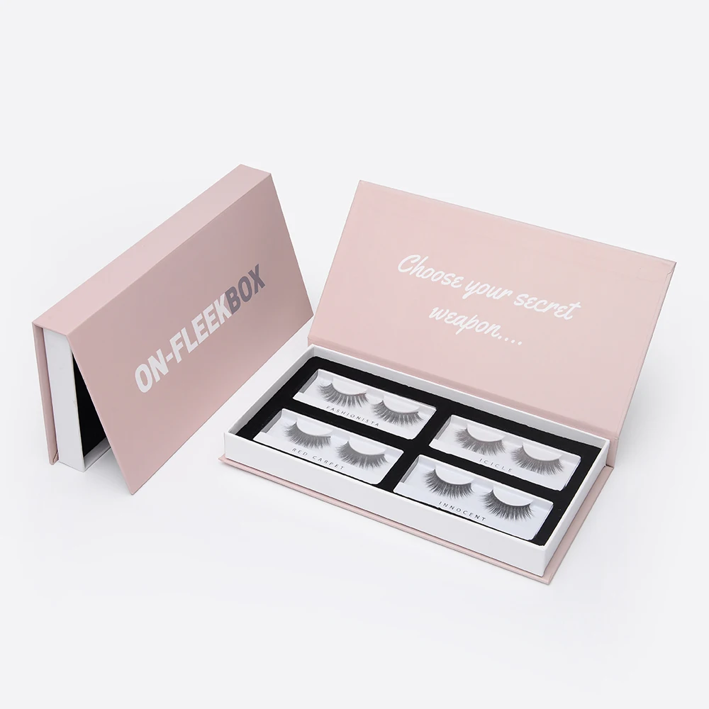 
Custom Brand Four Case Eyelash Book Shape Magnetic Gift Box With Foam Insert 