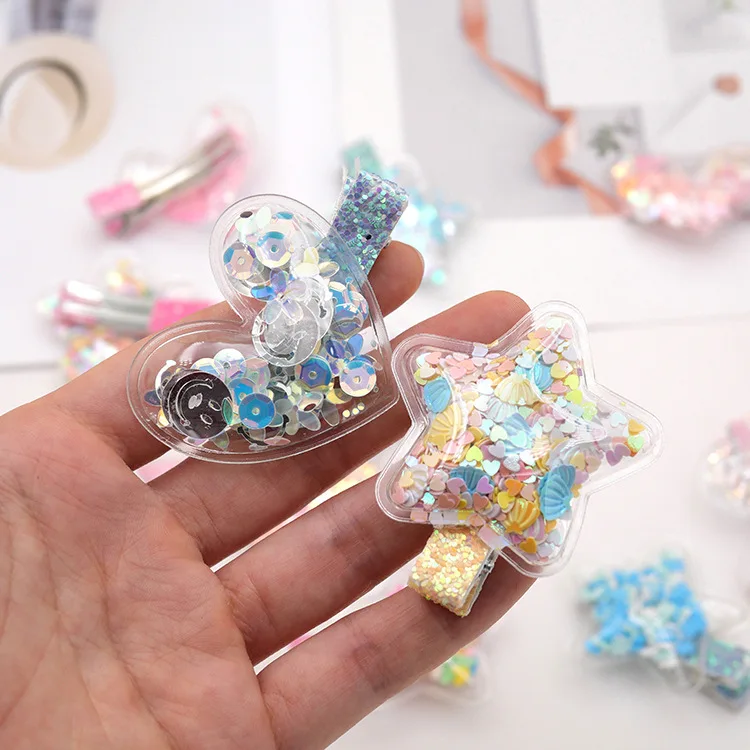 Multicolor Hairpin Transparent Girl Princess Cute Sequin Quicksand Hair Clip
