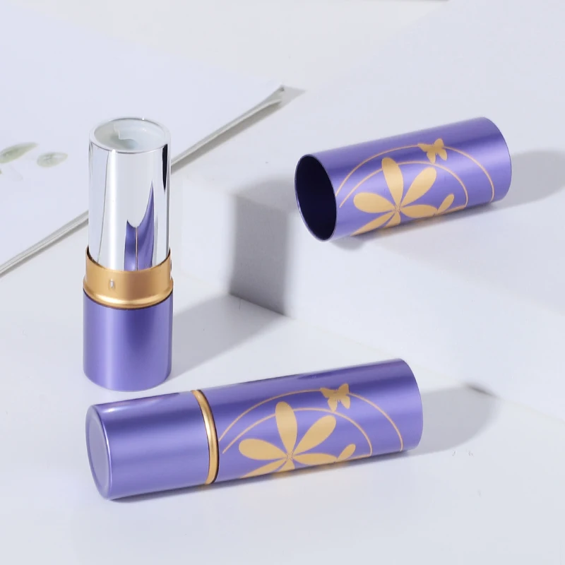 Flower Print Aluminium Lip Balm Tube Uk Empty Metal Lip Balm Containers Aluminium