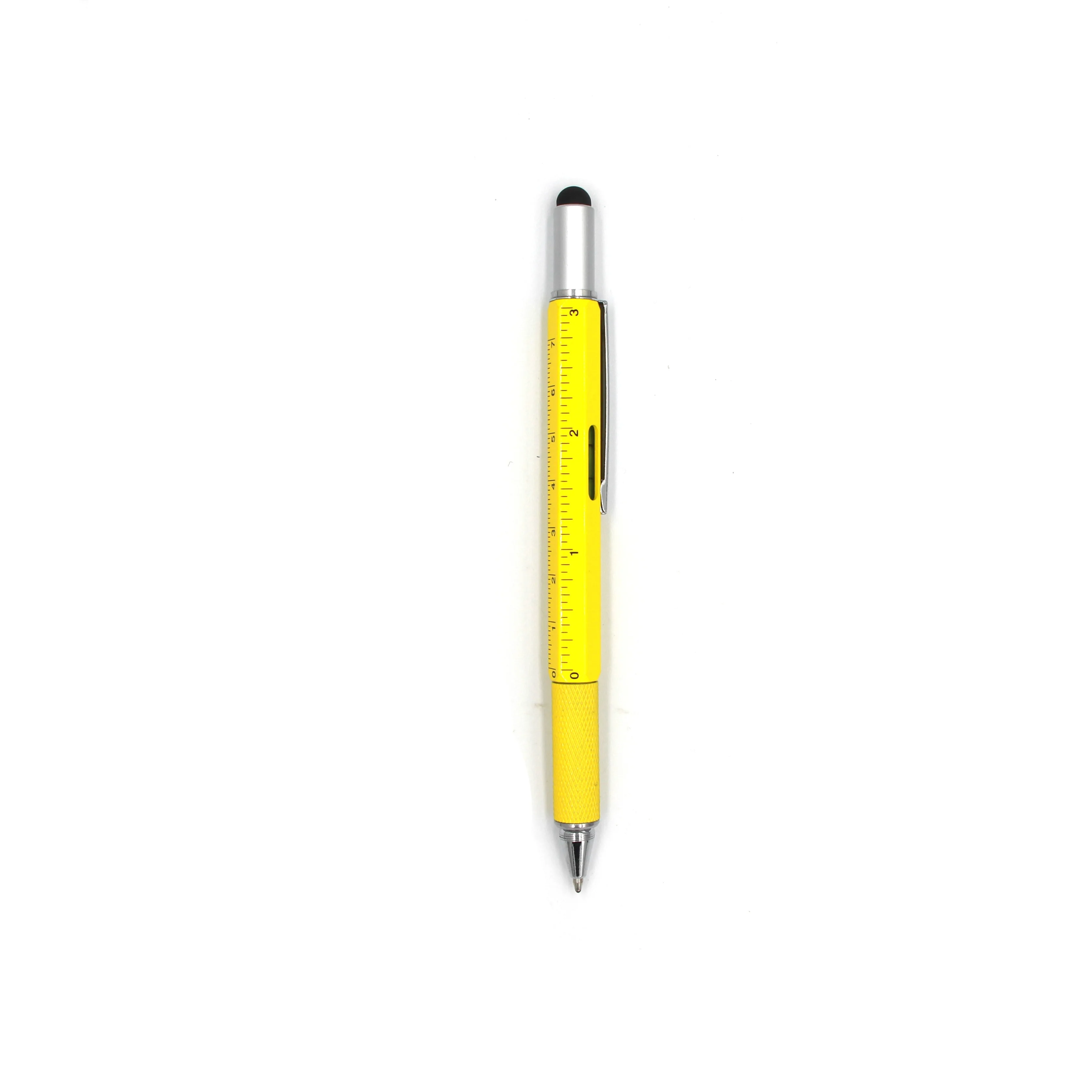 Promotional Tool Pen with Custom Logo 6 in 1 Metal Pen Screwdrivers Ruler ballpoint Stylus Level