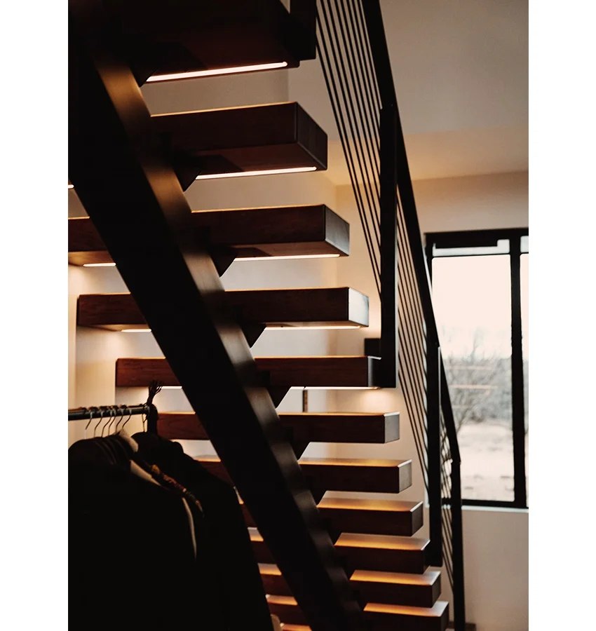 Decorating Stickers Staircase Pool Spiral Modern Steel Beam Floating Straight Staircase Kit Design Wooden Straight Led Stair