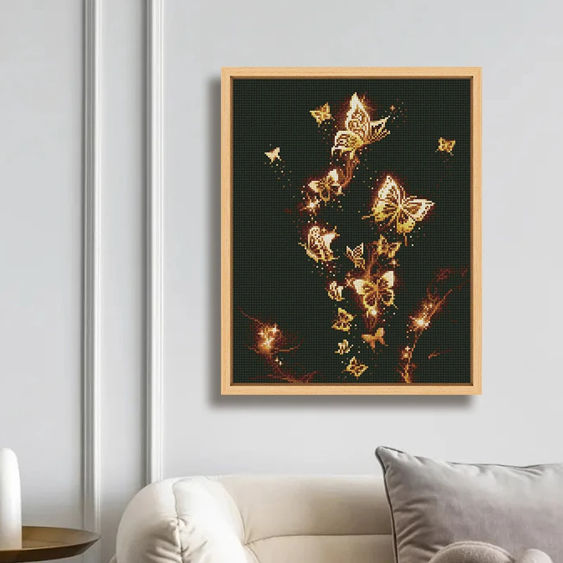 Factory price high quality golden butterfly dazzling trees gilt iron tower pegasus diamond painting