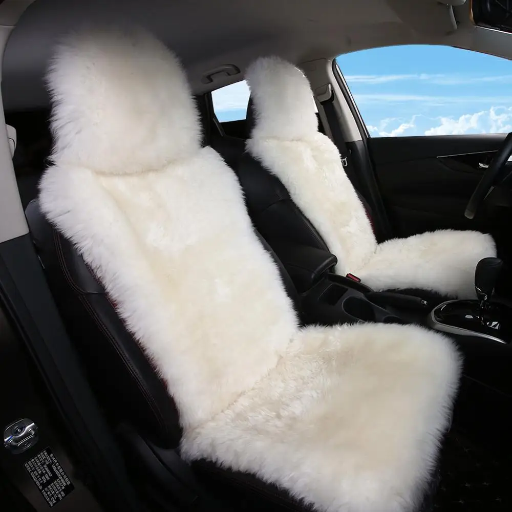 
Sheepskin fur Car Seat Covers, Universal Size Australian long Wool Car Seat Cushion for Adult Man Women, 1 Piece Seat 