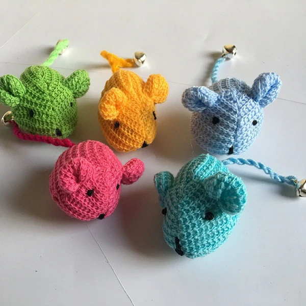 Прямая Заводская игрушка для кошек, шерстяная мышь для кошек, играющая С Кошачьей Мятой, колокольчиком случайных цветов =