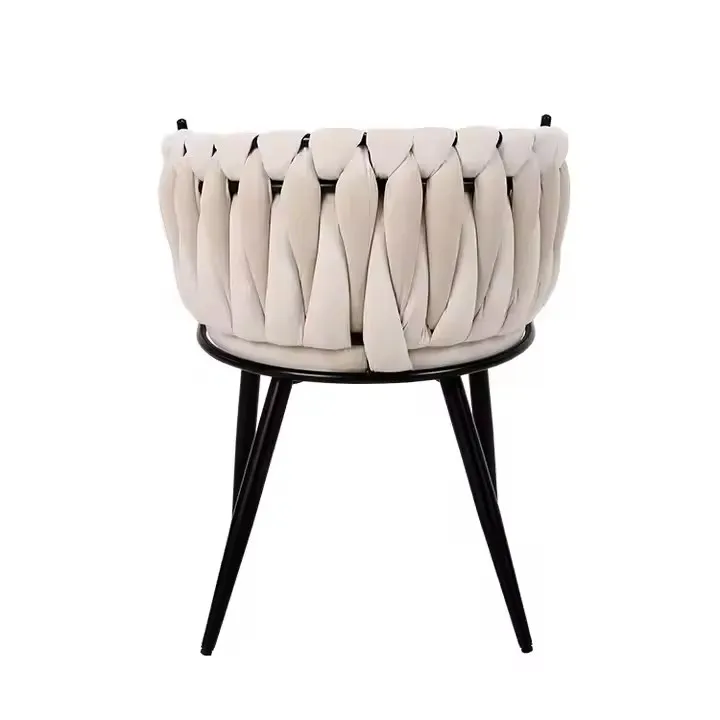 Curved Edges Back Velvet Accent Chairs Restaurant Hall Leisure Comfort Fabric Dining Room Furniture Chair