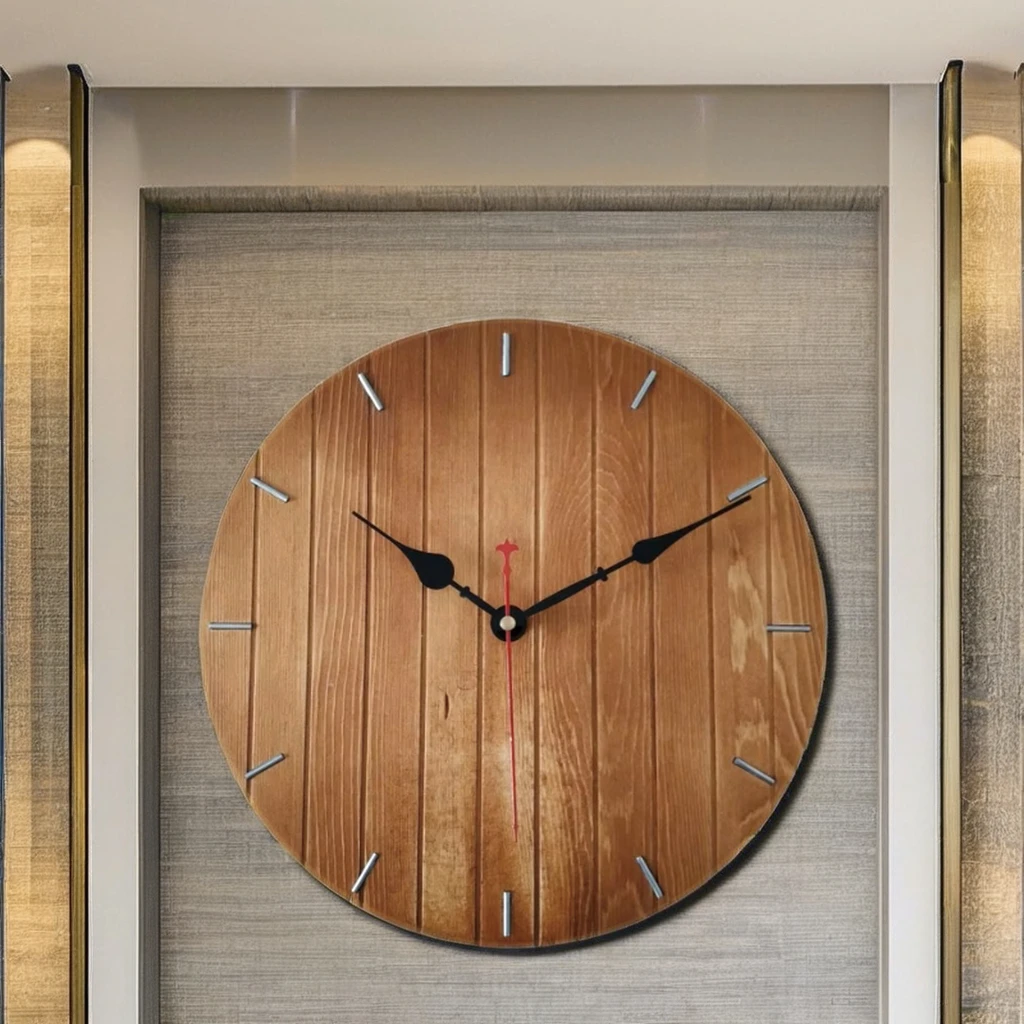 Classic Wooden Clock Round Minimalism Wall Clock Best For Home Living Room Decorative Design Wood Wall Clock